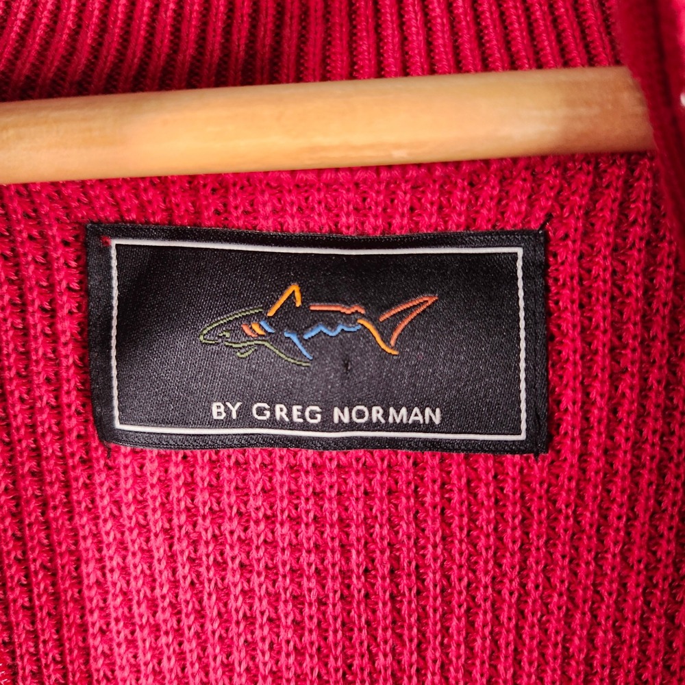 Greg Norman Mens Red 1/4 Zip Waffle Knit Sweater M India Golf Casual Relaxed Fit - Picture 2 of 10